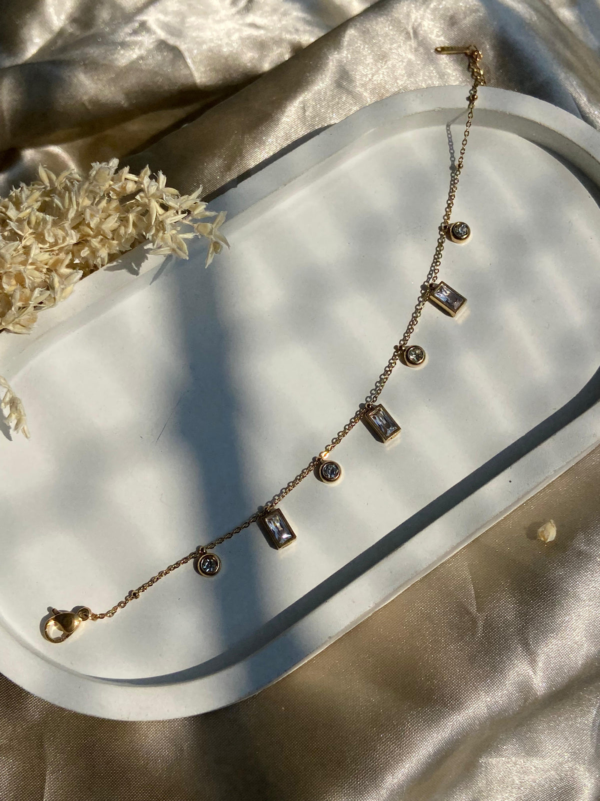 White Crystal Charm Bracelet