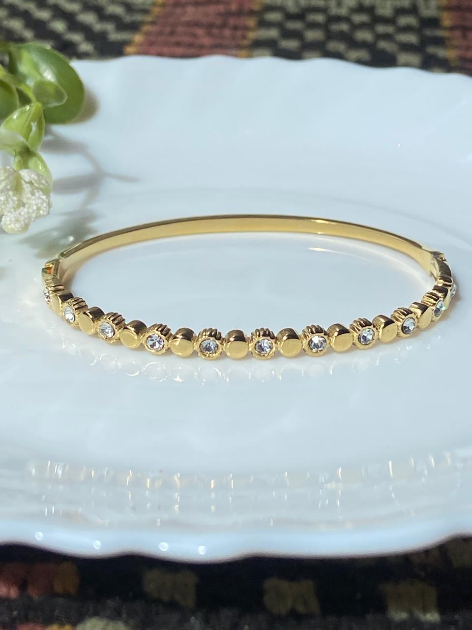Gold Crystal-Studded Kada