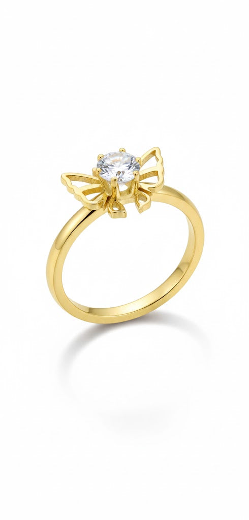 Butterfly  Solitaire Finger Ring