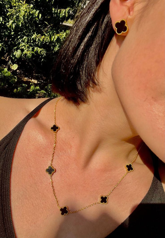 Five Black Clover Necklace