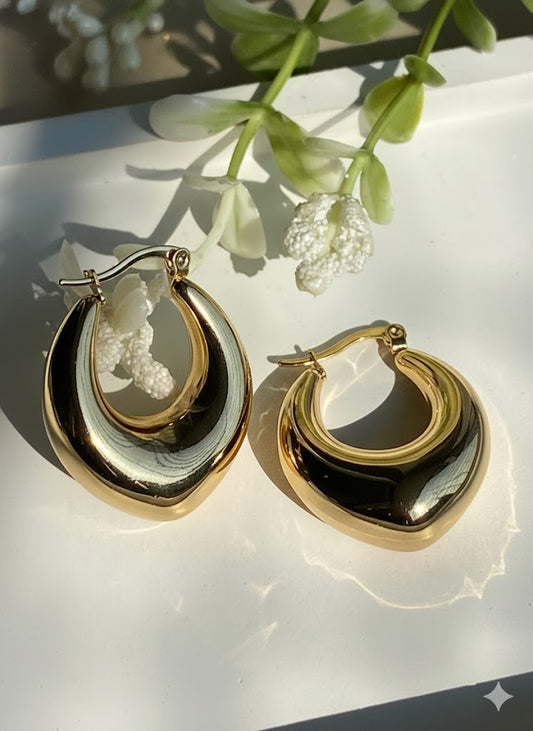 Chunky Gold Sculptural Hoops